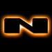 The letter "N" Amber LED Illuminated Letter Badge with matte black finish.