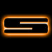 The letter "S" Amber LED Illuminated Letter Badge with matte black finish.