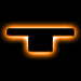 The letter "T" Amber LED Illuminated Letter Badge with matte black finish.
