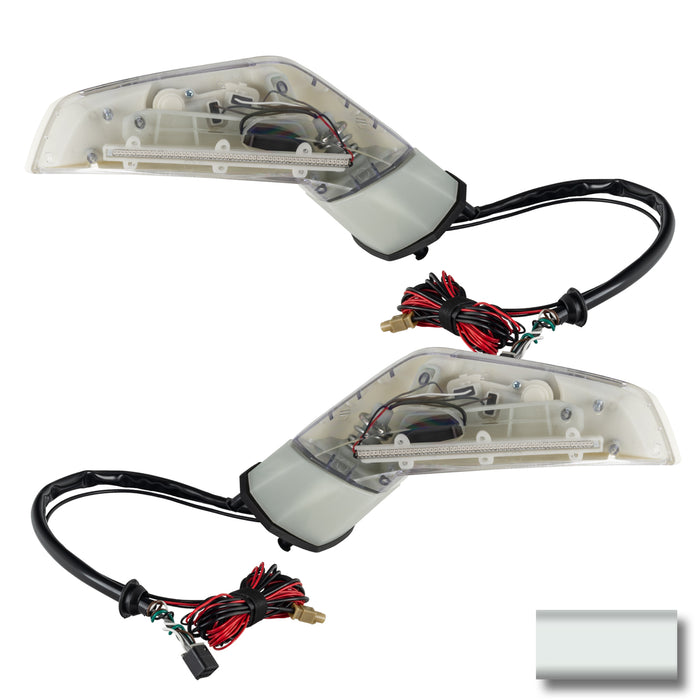 2005-2013 Chevrolet C6 Corvette Concept LED Side Mirrors with white paint swatch.