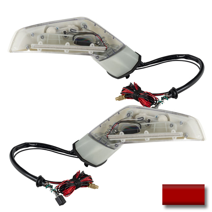 2005-2013 Chevrolet C6 Corvette Concept LED Side Mirrors with red paint swatch.