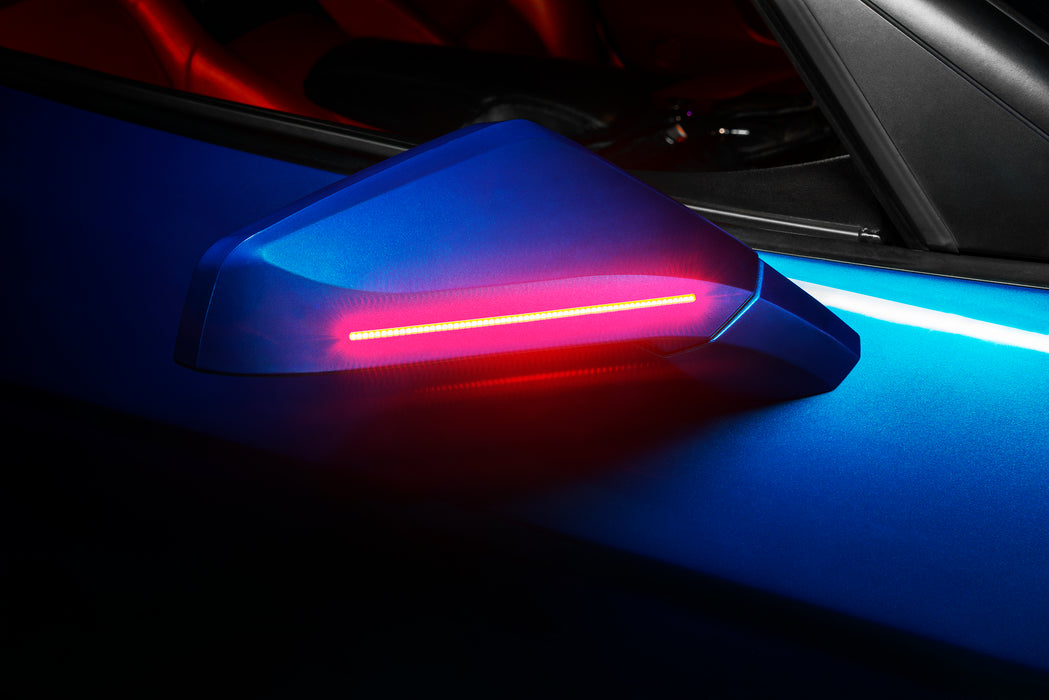 Close-up of Concept LED Side Mirror installed on a C6 Corvette.