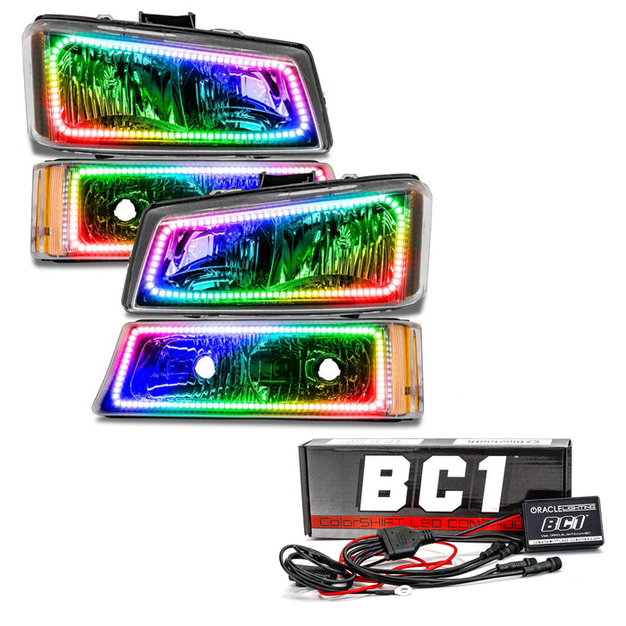 2003-2006 Chevy Silverado ColorSHIFT Dual Halo Headlight Kit with BC1 Controller.