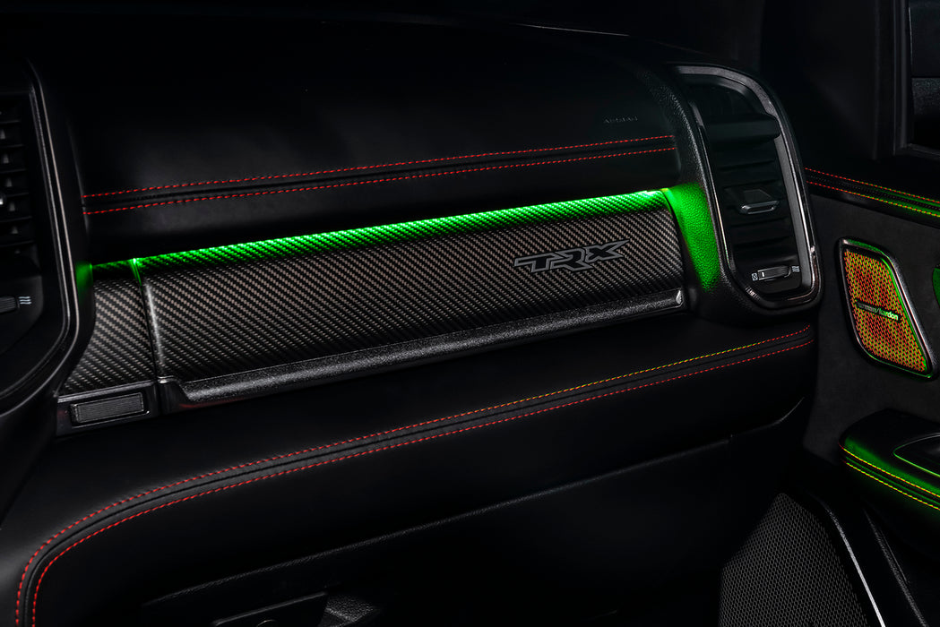 TRX interior dashboard with green LED lighting
