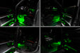 4 different view of RAM TRX interior with green ambient lighting.