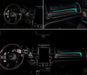 3 different views of RAM TRX interior with cyan ambient lighting.
