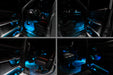 4 different view of RAM TRX interior with cyan ambient lighting.