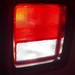 Close-up of tail light with reverse light on