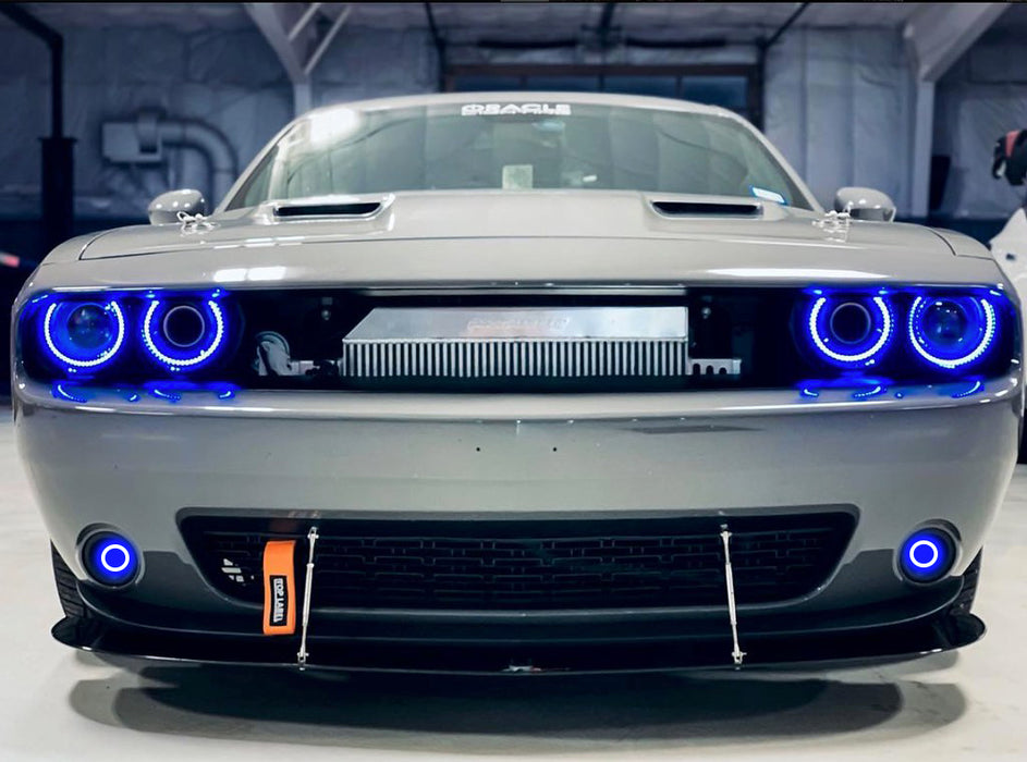 Challenger with blue headlight and fog light halos