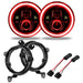 7" High Powered LED Headlights with red halos, bezels, and plug and play wiring harnesses.