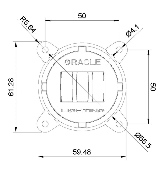 Diagram of 60mm 15W Fog Beam LED Emitter Module with measurements