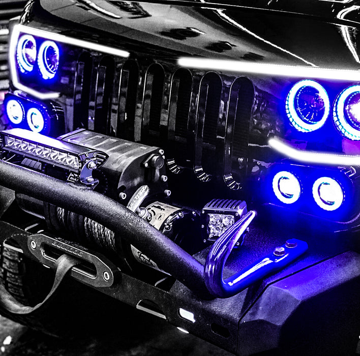 Vector™ Series Grill LED Halo Kit with blue halos.