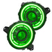 Front view of Oculus Headlights with green LEDs.