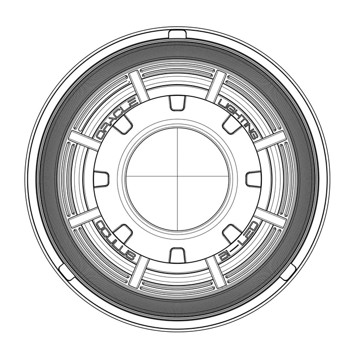 CAD graphic of the front of 7" Oculus Headlights