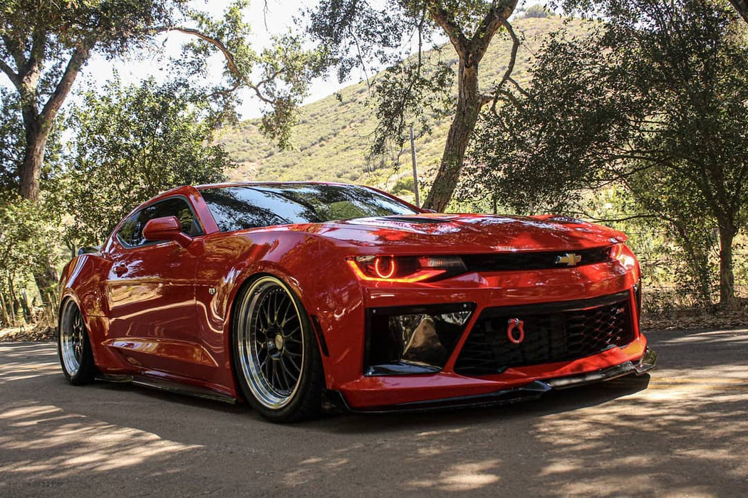 Red camaro with red halos and DRL