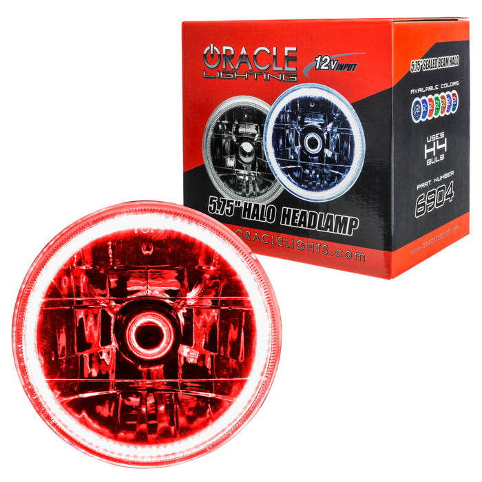 5.75" halo headlight with red halo and retail packaging