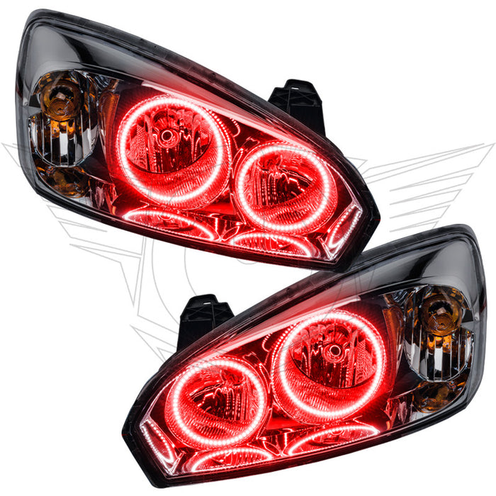 Chevrolet Malibu headlights with red LED halo rings.
