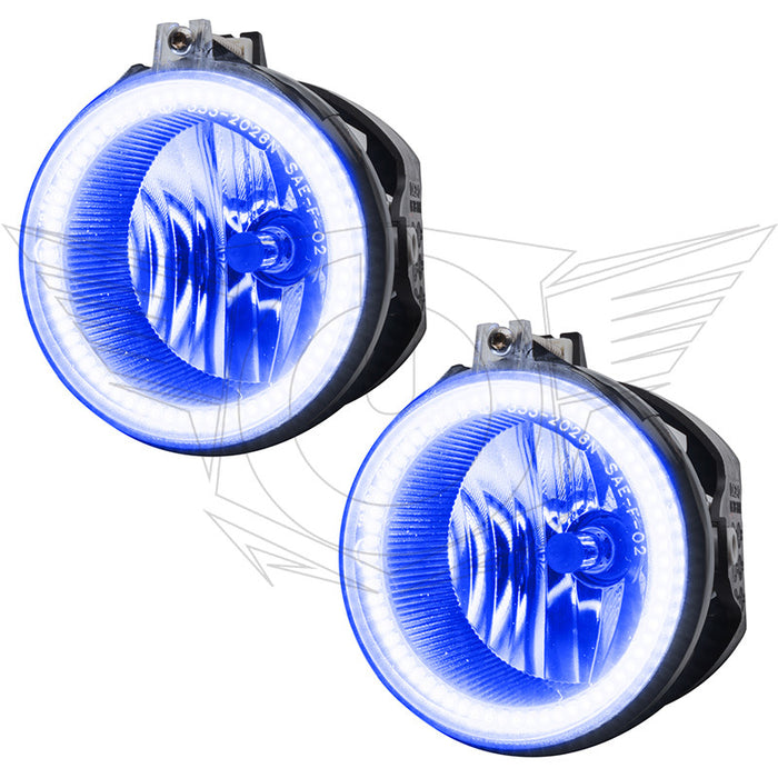 2007-2009 Chrysler Aspen Pre-Assembled Halo Fog Lights with blue LED halo rings.