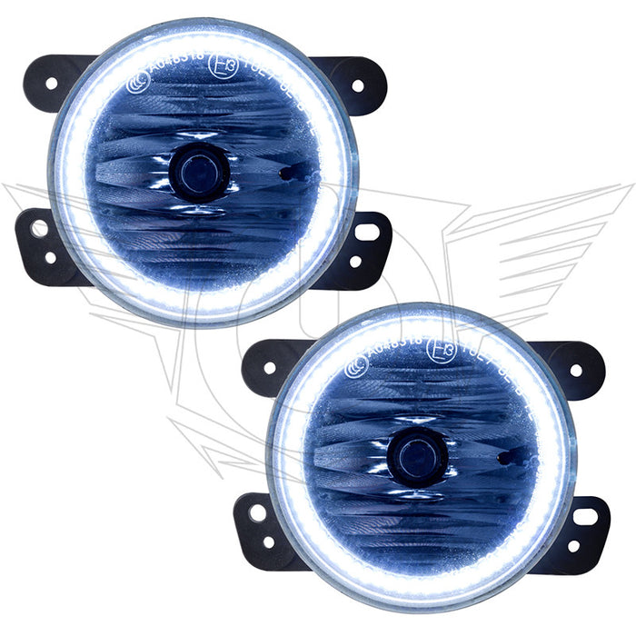 2011-2014 Dodge Charger Pre-Assembled Fog Lights with white LED halo rings.