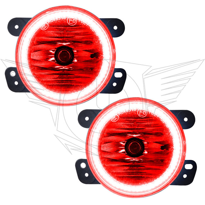2011-2014 Dodge Charger Pre-Assembled Fog Lights with red LED halo rings.