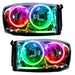 2007-2008 Dodge Ram Pre-Assembled Halo Headlights with ColorSHIFT LED halo rings.
