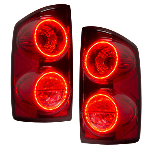 Dodge Ram Pre-Assembled Tail Lights with halos glowing