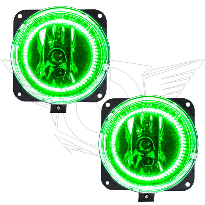2005-2007 Ford Escape Pre-Assembled Fog Lights with green LED halo rings.
