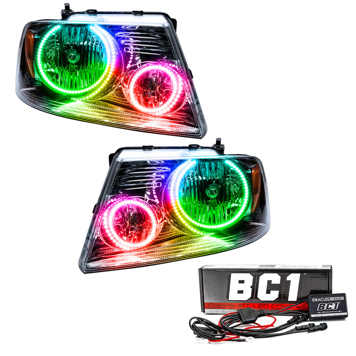 2005-2008 Ford F-150 Pre-Assembled Halo Headlights - Chrome Housing with BC1 Controller.