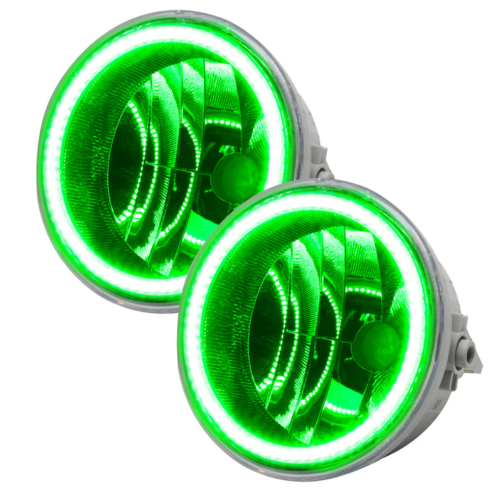 2006-2010 Ford F-150 Pre-Assembled Halo Fog Lights with green LED halo rings.