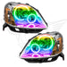 2005-2007 Ford 500 Pre-Assembled Headlights with ColorSHIFT LED halo rings.