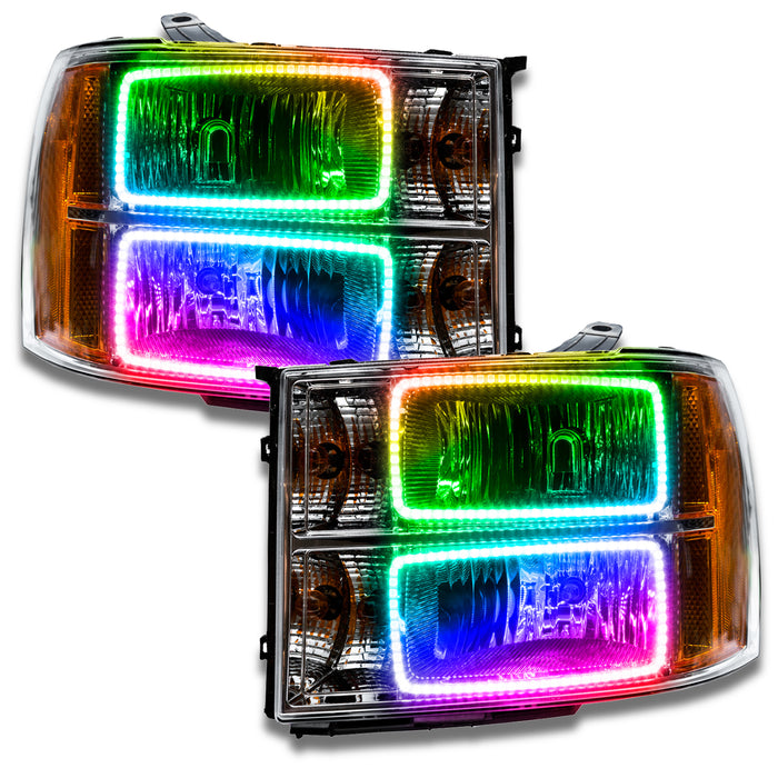 ORACLE Lighting 2007-2013 GMC Sierra Pre-Assembled Halo Headlights - (Square Ring Design)