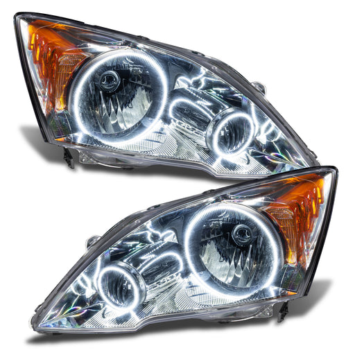 2007-2011 Honda CRV Pre-Assembled Halo Headlights with white LED halo rings.