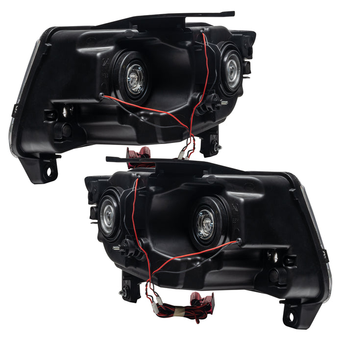 Rear view of 2011-2013 Jeep Grand Cherokee Pre-Assembled Halo Headlights - Non HID - Chrome
