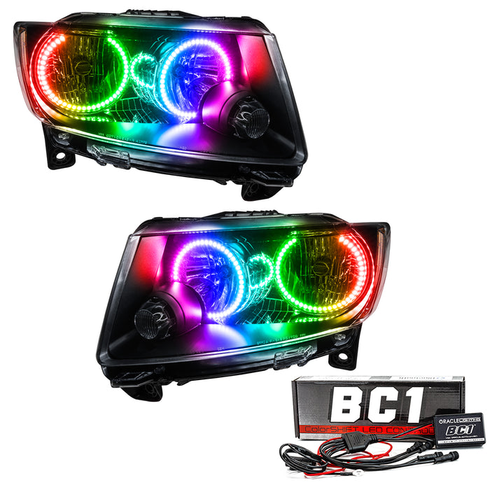 2011-2013 Jeep Grand Cherokee Pre-Assembled Halo Headlights - Non HID - Chrome with BC1 Controller.