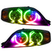 2000-2002 Lincoln LS Pre-Assembled Halo Headlights with ColorSHIFT LED halo rings.