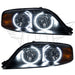 2000-2002 Lincoln LS Pre-Assembled Halo Headlights with white LED halo rings.