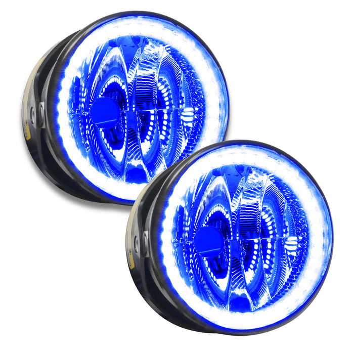 2003-2004 Lincoln Navigator Pre-Assembled Halo Fog Lights with blue LED halo rings.
