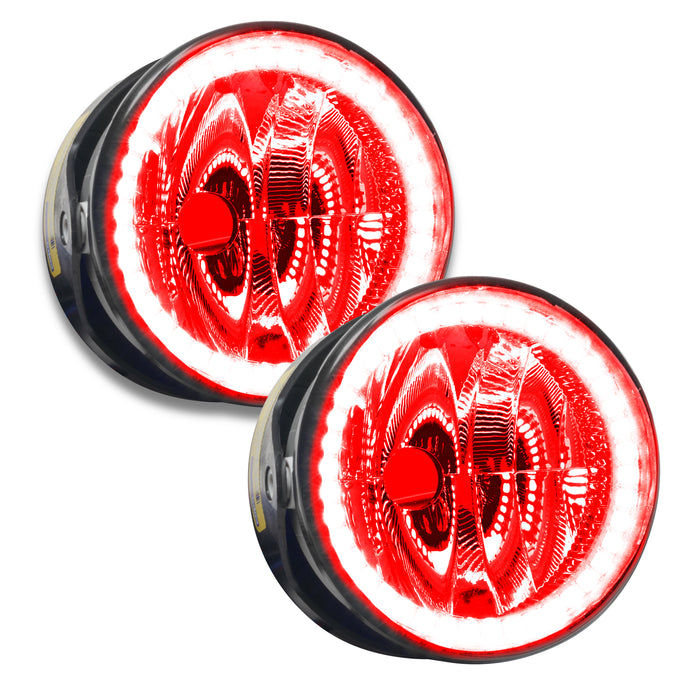 2003-2004 Lincoln Navigator Pre-Assembled Halo Fog Lights with red LED halo rings.