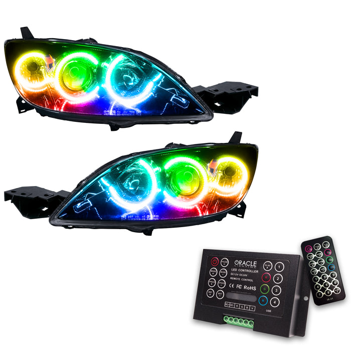 2004-2009 Mazda 3 Pre-Assembled Halo Headlights - Hatchback/Halogen Style with 2.0 Controller.