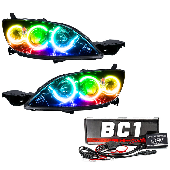 2004-2009 Mazda 3 Pre-Assembled Halo Headlights - Hatchback/Halogen Style with BC1 Controller.