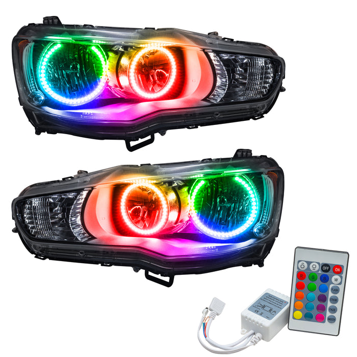 2008-2017 Mitsubishi Lancer Pre-Assembled Halo Headlights with Simple Controller.