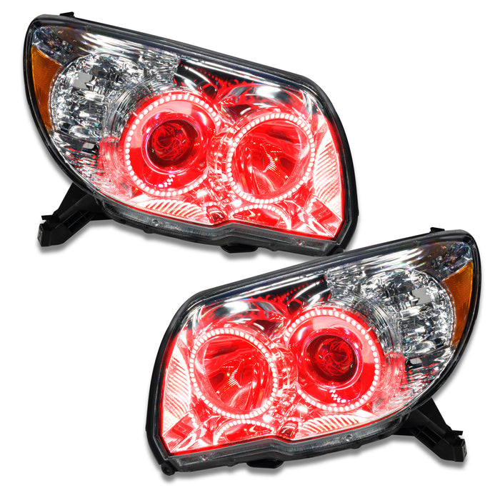 2006-2009 Toyota 4-Runner Pre-Assembled Halo Headlights-Non HID with red LED halo rings.