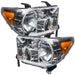Angled view of 2007-2013 Toyota Tundra Pre-Assembled Halo Headlights - Chrome Housing