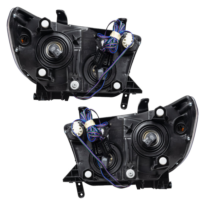 Rear view of 2007-2013 Toyota Tundra Pre-Assembled Halo Headlights - Chrome Housing