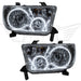 2007-2013 Toyota Tundra Pre-Assembled Halo Headlights - Chrome Housing with white LED halo rings.