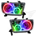 2007-2013 Toyota Tundra Pre-Assembled Halo Headlights - Chrome Housing with ColorSHIFT LED halo rings.