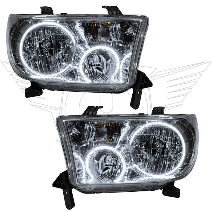 2008-2016 Toyota Sequoia Pre-Assembled Halo Headlights with white LED halos.