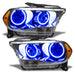 2011-2013 Dodge Durango Pre-Assembled Headlights Non-HID - Chrome Housing with blue LED halo rings.