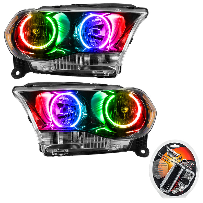 2011-2013 Dodge Durango Pre-Assembled Halo Headlights Non-HID - Black Housing with RF Controller.