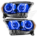 2011-2013 Dodge Durango Pre-Assembled Halo Headlights Non-HID - Black Housing with blue LED halo rings.